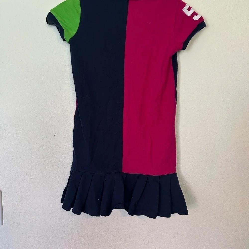 Ralph Lauren Kids Colorblock Polo Dress - Pink, Green, and Navy 6X